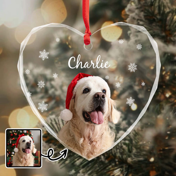 Capture Special Moments With Your Beloved Pet, Personalized Heart Glass Ornament, Gift For Pet Owners GLO03021
