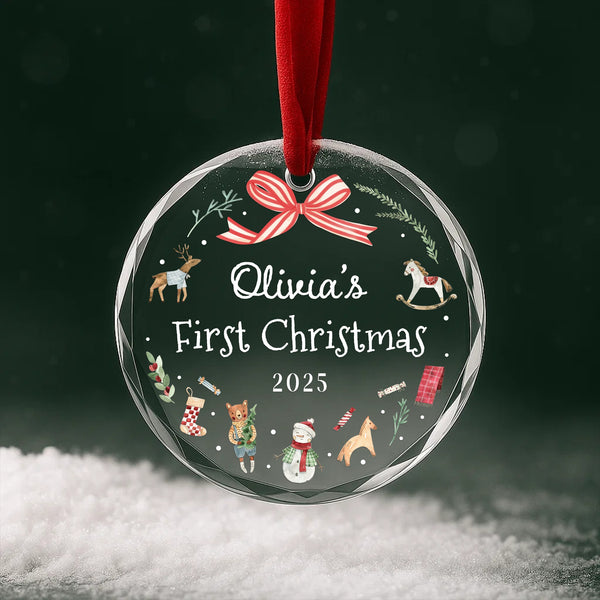 Baby First Christmas Ornament, Custom Name Gift GLO03018