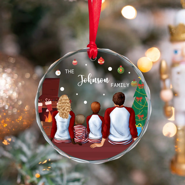 Christmas Family Custom Glass Ornament, Gift For Family