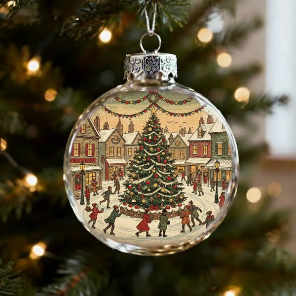 Vintage Christmas Scene Bulb Ornaments GLO03030
