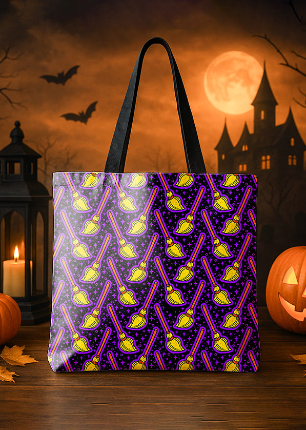 Canvas Totebag Spell Bound and Loving It Witch Read Book Cute Halloween GTT0167