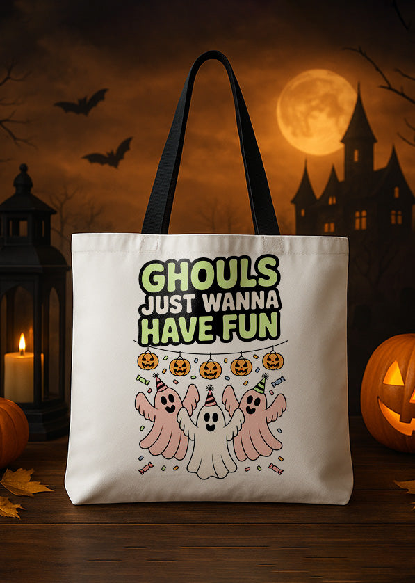 Canvas Totebag Ghouls Just Wanna Have Funs Ghost Cute Halloween 02 GTT0126