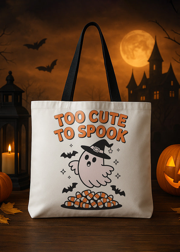 Canvas Totebag Too Cute to Spook Ghost Cute Halloween GTT0178