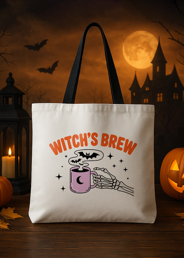 Canvas Totebag Witch Brew Skeleton Hand Cute Halloween GTT0204