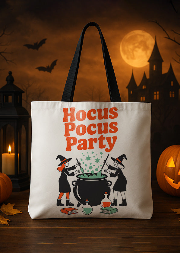 Canvas Totebag Hocus Pocus Party Witch Cauldron Cute Halloween GTT0134