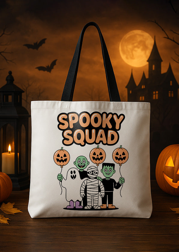 Canvas Totebag Spooky Squad Zombie Pumpkin Cute Halloween GTT0170