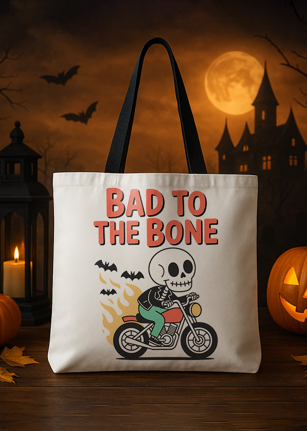 Canvas Totebag Bad To The Bone Motorbike Cute Halloween GTT0100