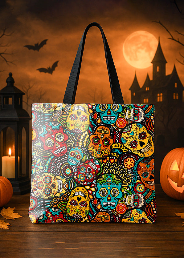 Canvas Totebag Resting Witch Face Chill With Black Cat Halloween GTT0162