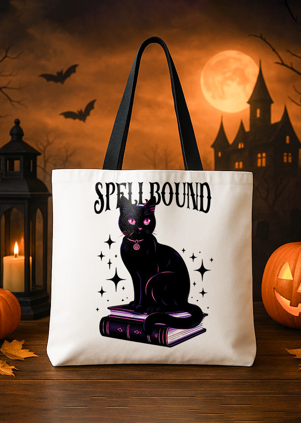 Canvas Totebag Spell Bound Black Cat Cute Halloween GTT0168