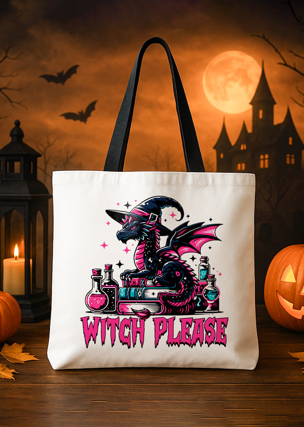 Canvas Totebag Witch Please Dragon Cute Halloween 02 GTT0208