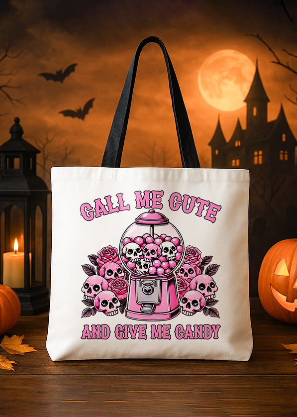 Canvas Totebag Totebag Call Me Cute and Give Me Candy Cute Halloween GTT0189