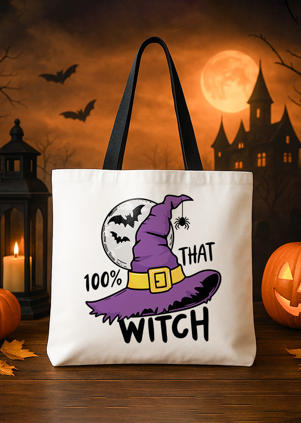 Canvas Totebag 100 Percentes That Witch Cute Halloween GTT0180