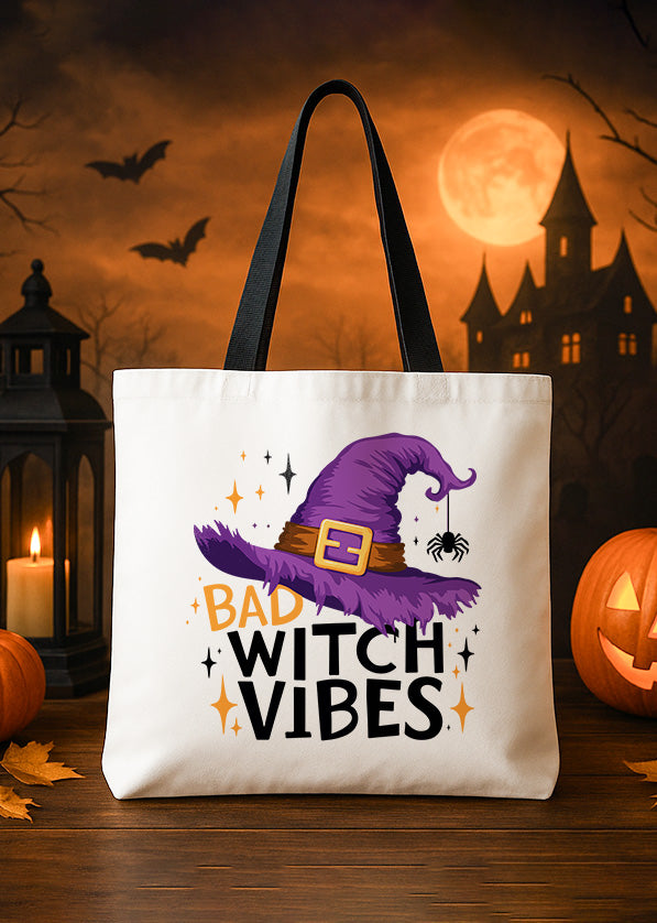 Canvas Totebag Bad Witch Vibes Cute Halloween 01 GTT0101
