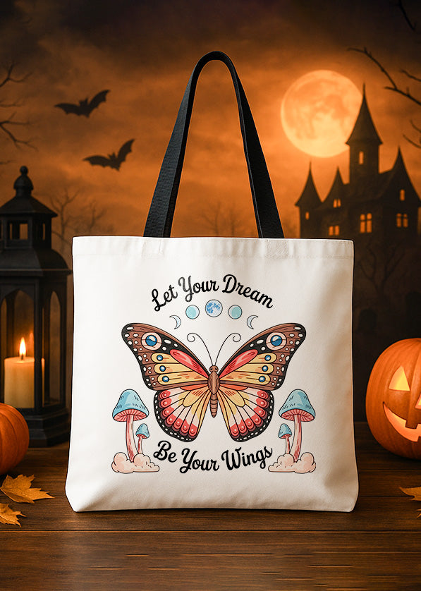 Canvas Totebag Bohemian Butterfly Colorful Mushroom Halloween GTT0103