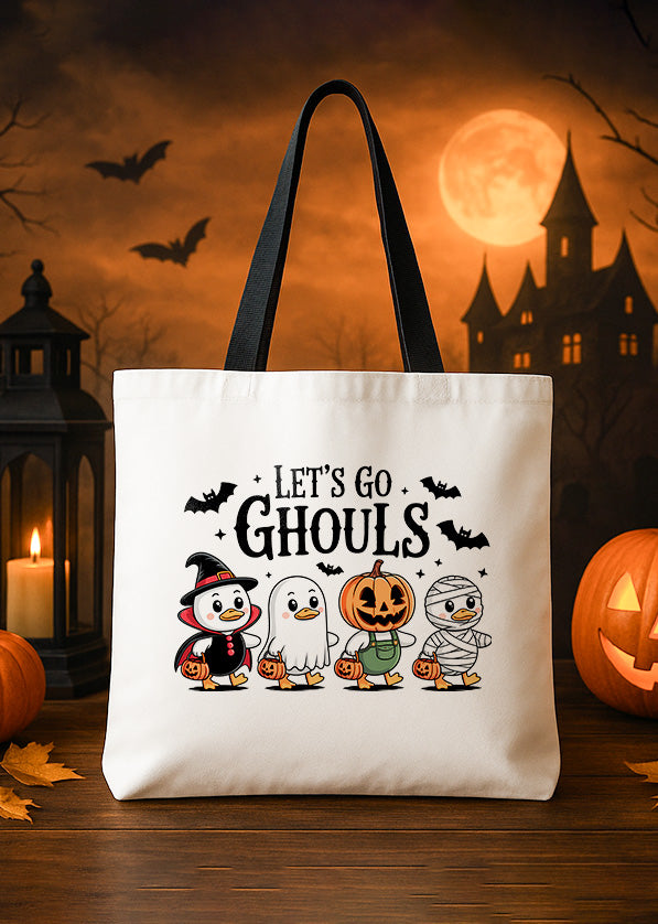 Canvas Totebag Lets Go Ghouls Goose Cute Halloween GTT0143