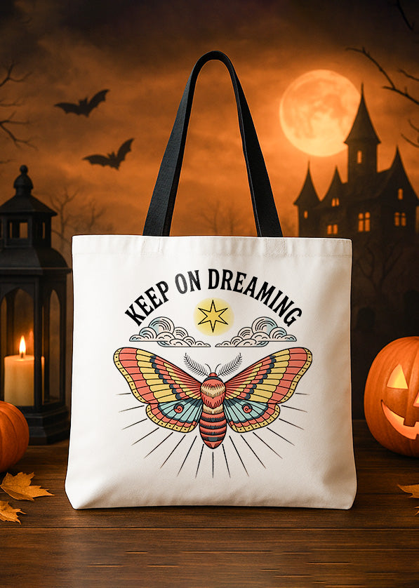 Canvas Totebag Bohemian Keep On Dreaming Butterfly Colorful Mushroom Halloween GTT0110