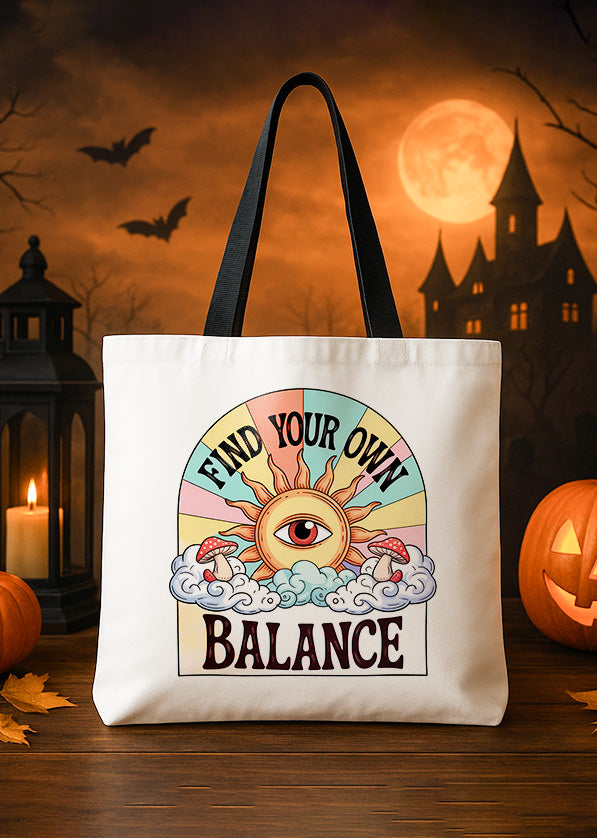 Canvas Totebag Bohemian Find Your Own Balance Sun Colorful Mushroom Halloween GTT0108