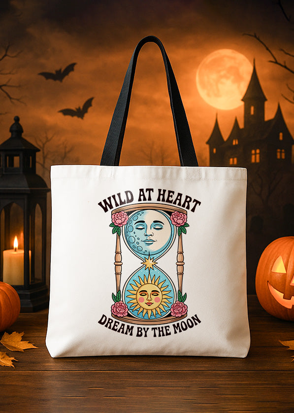Canvas Totebag Bohemian Hourglass Celestial Wild At Heart Sun and Moon Halloween GTT0109
