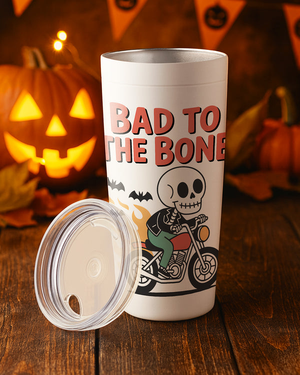 Stainless Tumbler Bad To The Bone Skeleton Motorbike Cute Halloween GTB02