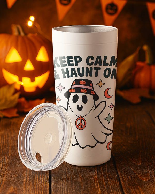 Stainless Tumbler Keep Calm and Haunt On Ghost Peace Cute Halloween GTB058