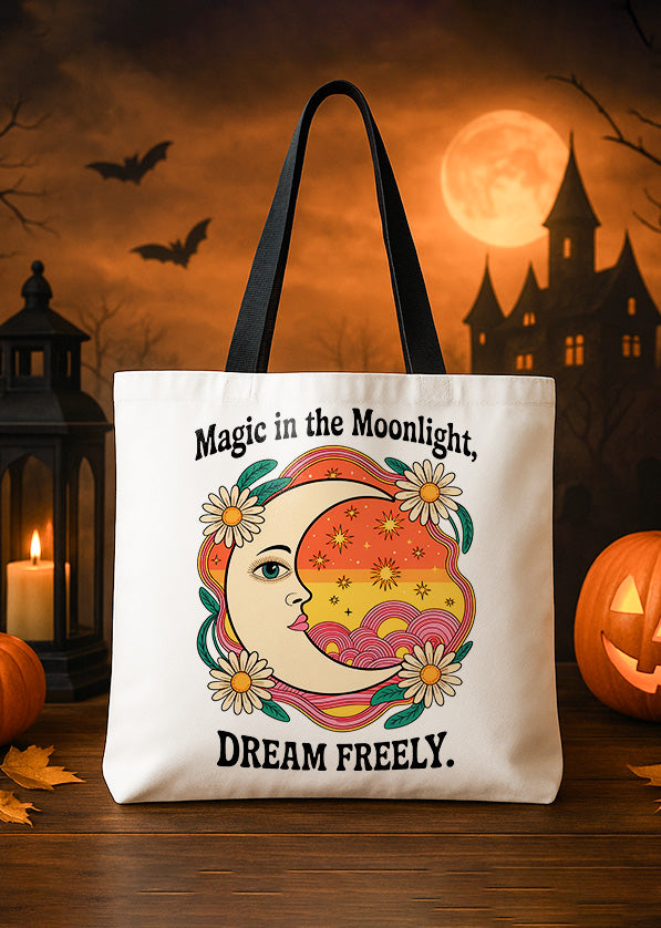 Canvas Totebag Bohemian Sun Moon Cloud Watercolor Halloween GTT0112