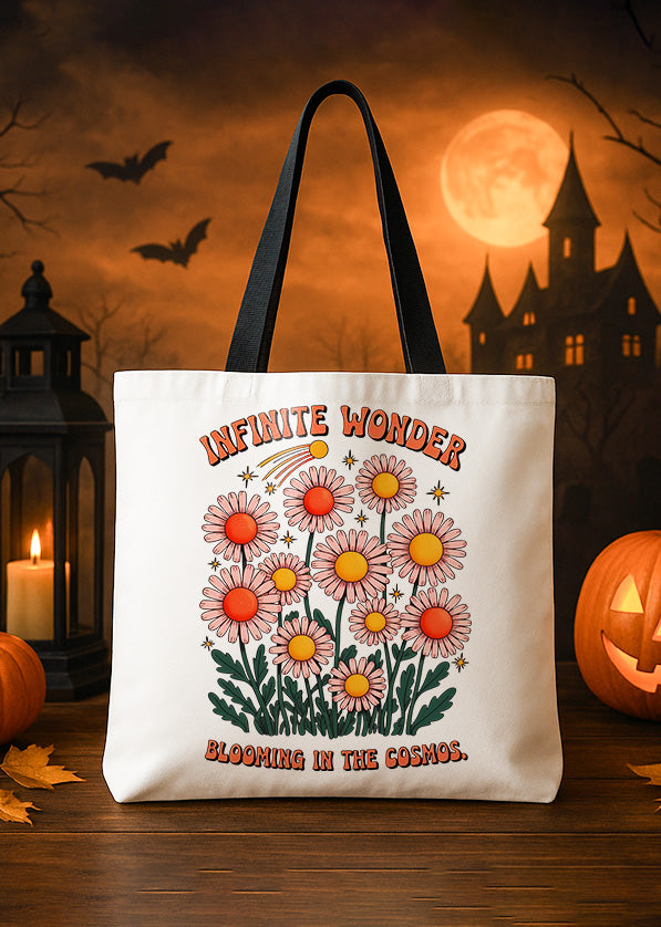 Canvas Tote Hippie Infinite Wonder Blooming In The Cosmos Daisy Flower Cute Halloween GTT0223