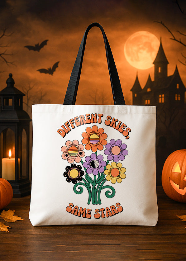 Canvas Tote Hippie Different Flower Skies Same Stars Cute Halloween GTT0220