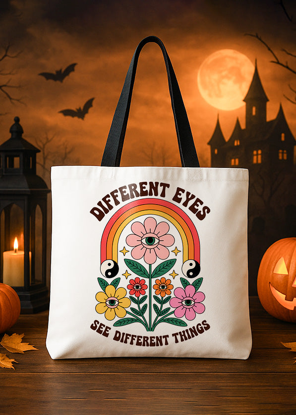 Canvas Tote Hippie Different Eyes See Different Flower Things Cute Halloween GTT0219