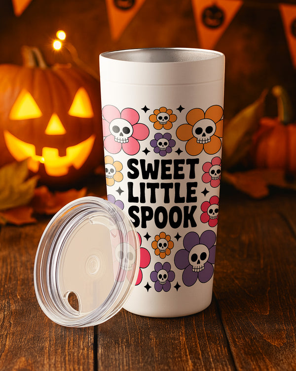 Stainless Tumbler Sweet Little Spook Skull Flower Cute Halloween GTB089