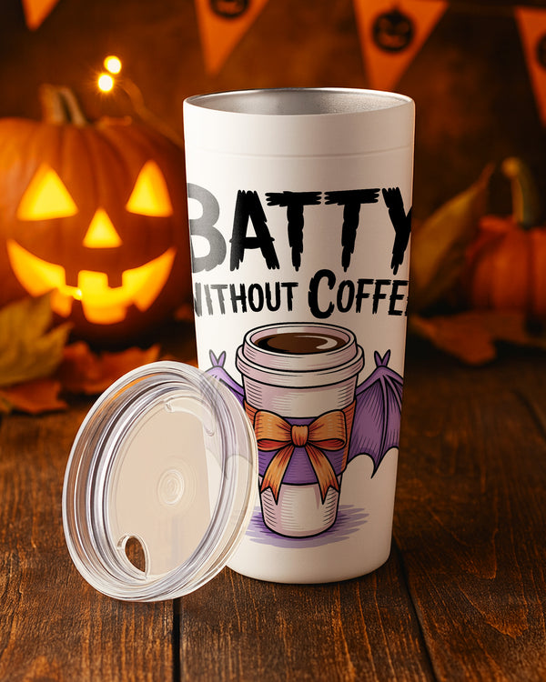 Stainless Tumbler Batty Without Coffee Cute Halloween GTB04