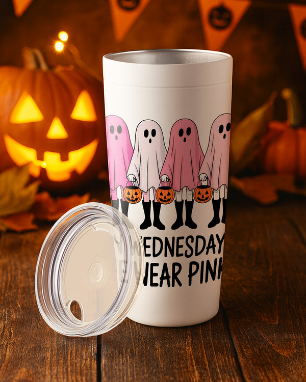 Stainless Tumbler On Wednesdays We Wear Pink Ghost Cute Halloween GTB069