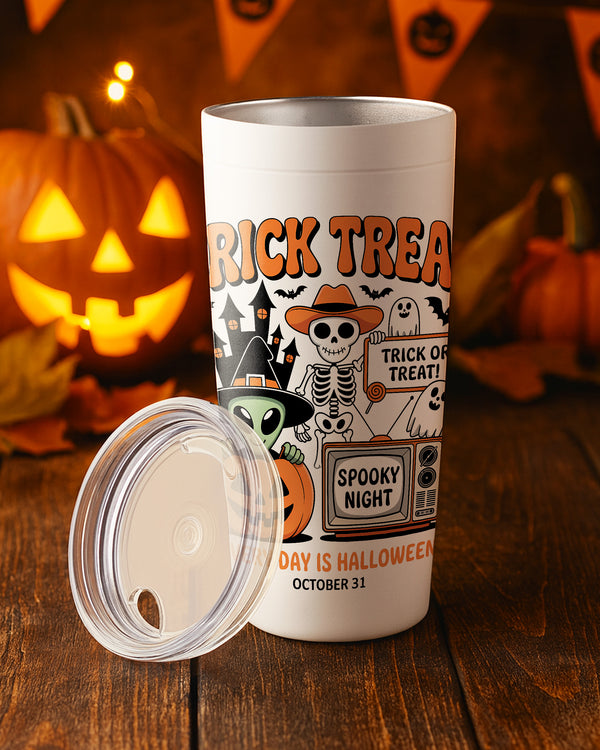 Stainless Tumbler Trick Or Treat Everyday Is  Cute Skeleton Alien Cute Halloween GTB099