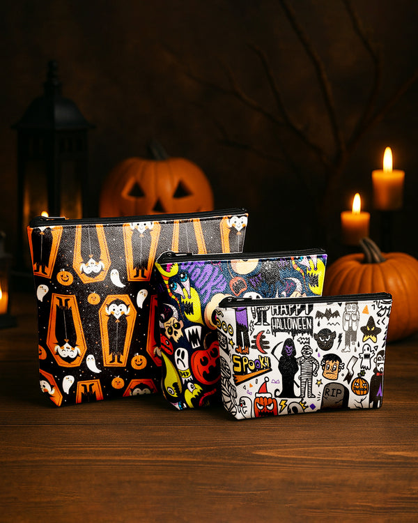 Set of 3 - REPOUCH Essential Zipper Pouch for Makeup Bag in Halloween GPO0158