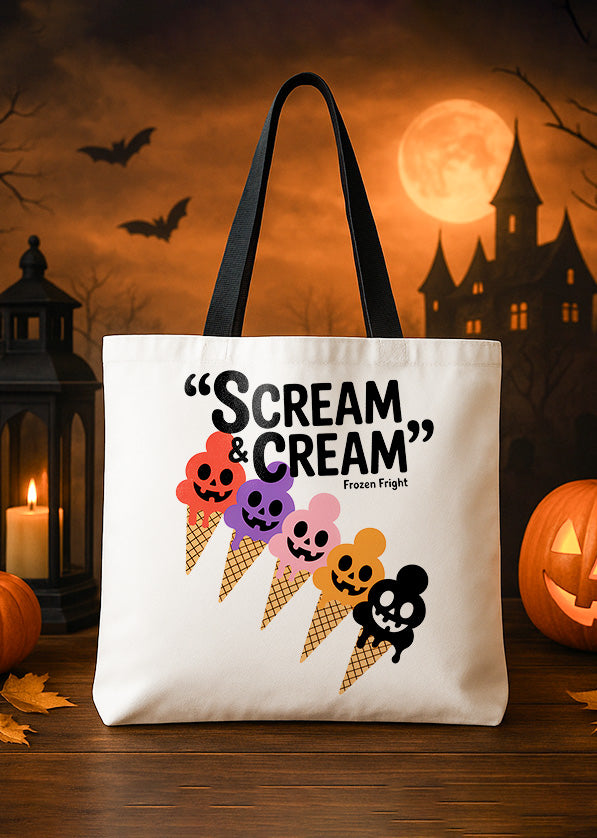 Canvas Totebag Pumpkin Scream and Cream Halloween 02 GTT180
