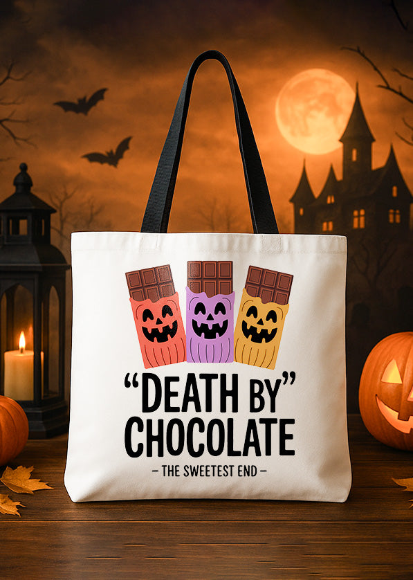 Canvas Totebag Death by Chocolate The Sweetest End Pumpkin Halloween GTT171