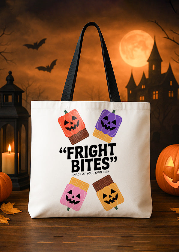 Canvas Totebag Fright Bites Chocolate Pumpkin Halloween GTT173