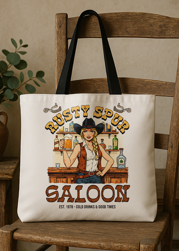 Canvas Totebag Rusty Spur Saloon Est. 1978 - Cold Drinks & Good Times GTT0311