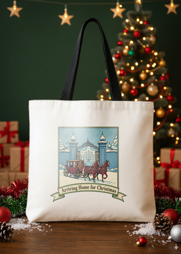 Canvas Totebag Arriving Home For Christmas GTT0335