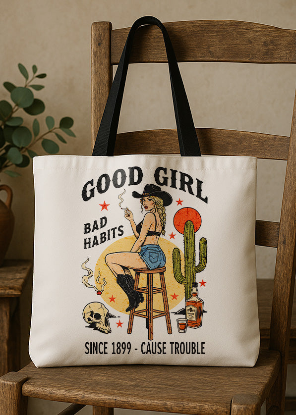 Canvas Totebag Good Girl Bad Habits Since 1899 - Cause Trouble GTT0315