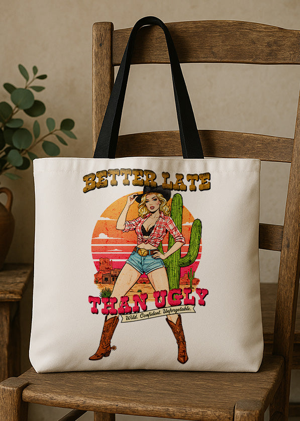 Canvas Totebag Better Late Than Ugly Wild Confident Unforgetable GTT0300