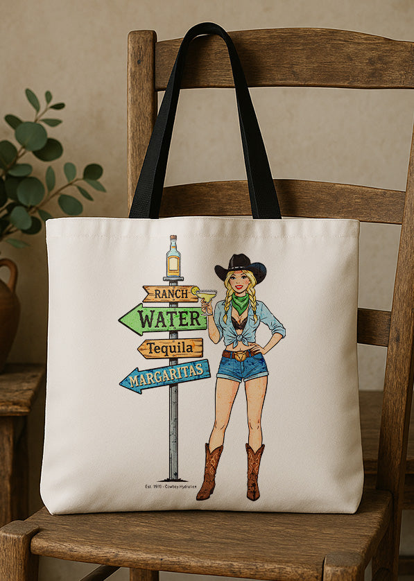 Canvas Totebag Ranch Water Tequila Margaritas Est. 1970 – Cowboy Hydration GTT0307