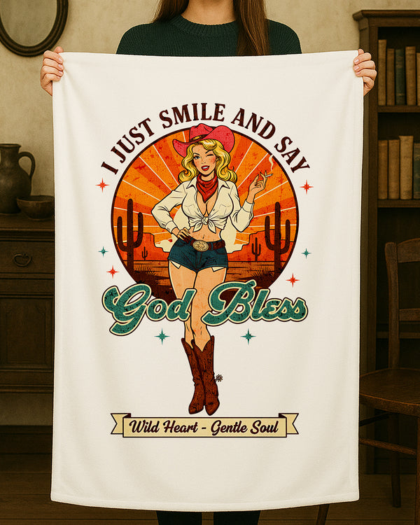 Blanket I Just Smile And Say God Bless Wild Heart - Gentle Soul GBL0166