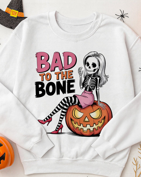 Sweater Bad To The Bone Sexy Skeleton Pumpkin Cute Halloween GSW02