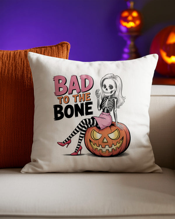 Pillow Cushion Bad To The Bone Sexy Skeleton Pumpkin Cute Halloween GPL02