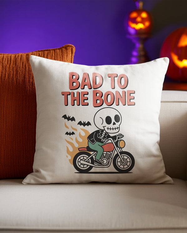 Pillow Cushion Bad To The Bone Skeleton Motorbike Bat Cute Halloween GPL03