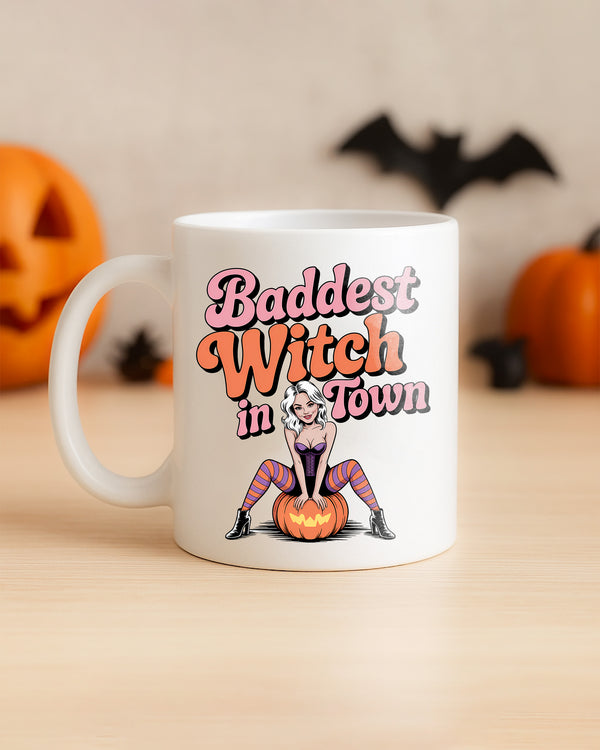 Mug Baddest Witch In Town Sexy Girl Cute Halloween GMG04