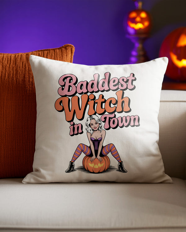 Pillow Cushion Baddest Witch In Town Sexy Girl Cute Halloween GPL04