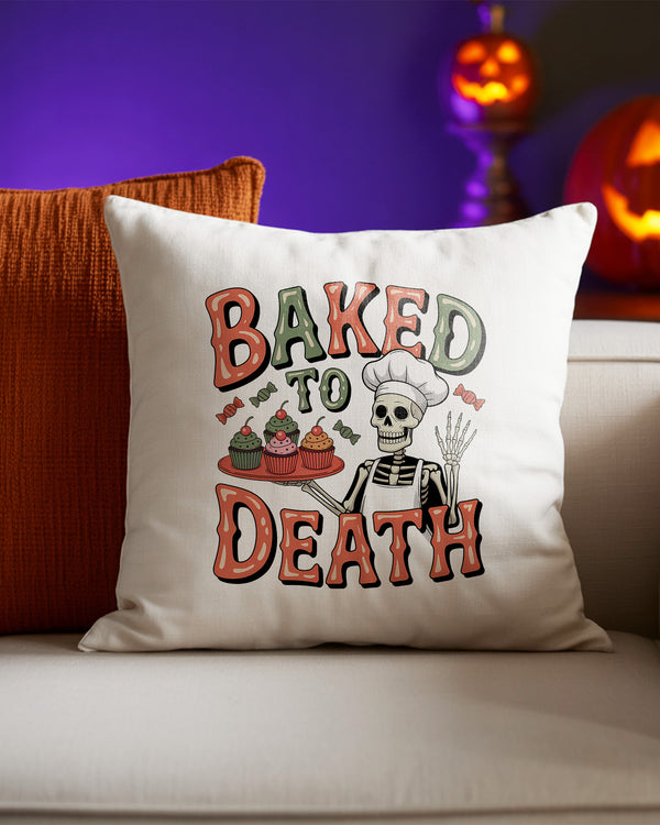 Pillow Cushion Baked To Death Cupcake Skeleton Cute Halloween GPL05
