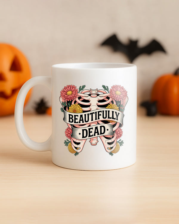 Mug Beautifully Dead Skeleton Flower Cute Halloween GMG07