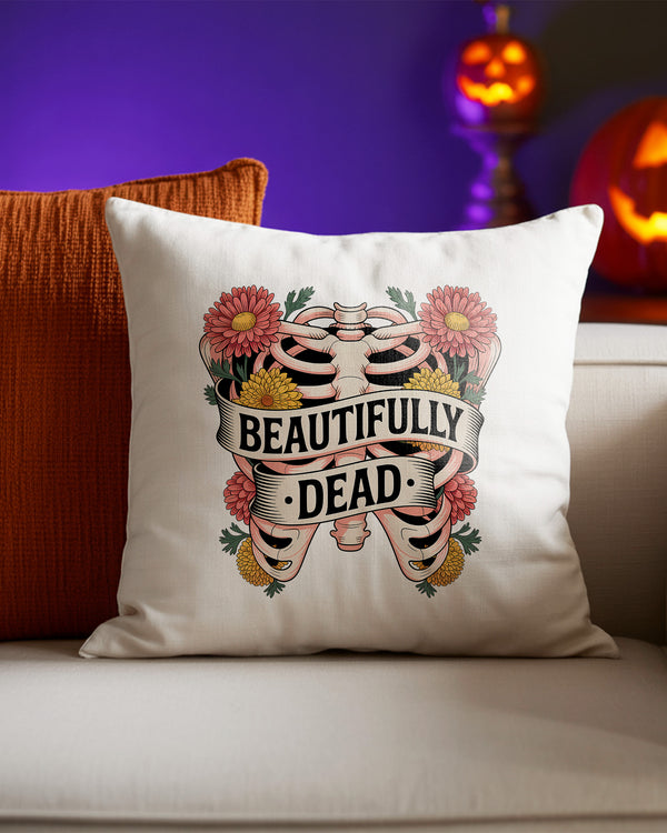 Pillow Cushion Beautifully Dead Skeleton Flower Cute Halloween GPL07